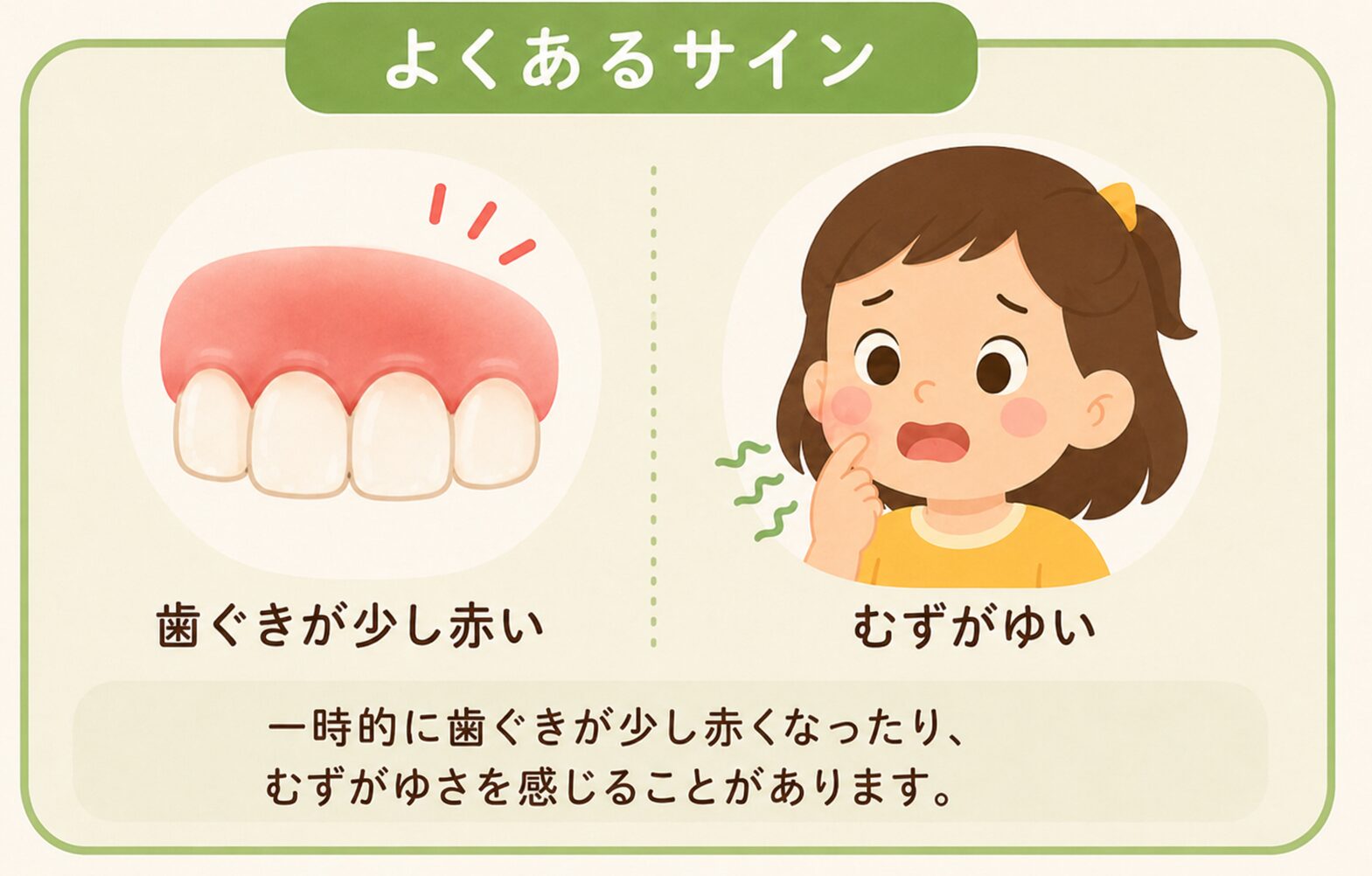 歯ぐきの色と揺れ方をチェック